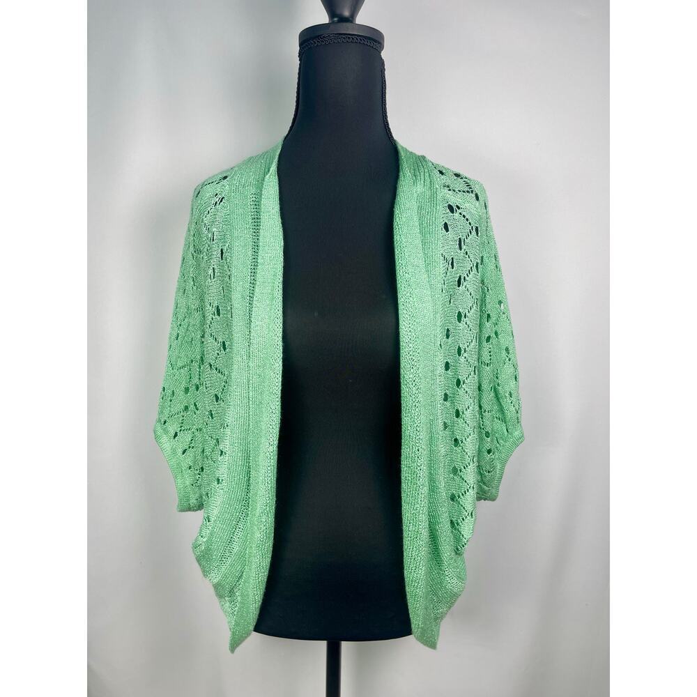 The Cue Cher Qu Mint Green Open Knit Cardigan Size M​ - Picture 2 of 8